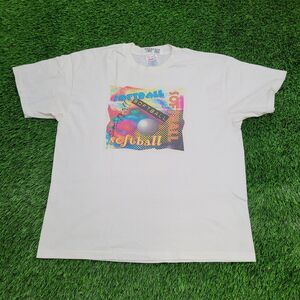 Vintage 90s Hanes Shirt XL 23x27 White Softball